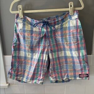 Vineyard Vines Blue and Pink Plaid Men's Board Shorts
